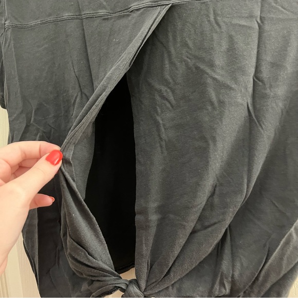 Aerie Tie Back Charcoal Gray Short Sleeve T Shirt Sz Large - Picture 4 of 7